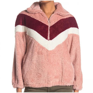 Forgotten Grace Pink Burgundy Chevron Fleece Sweatshirt S